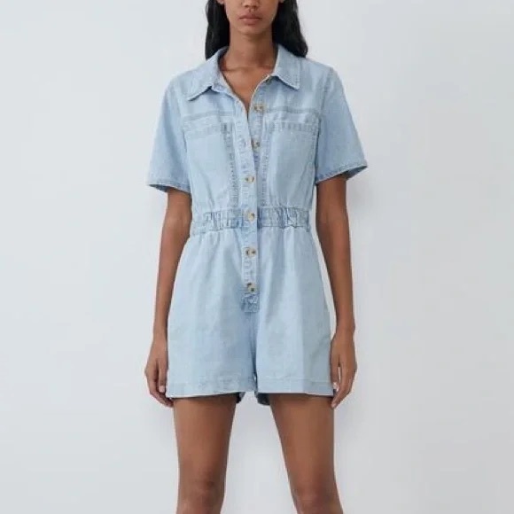 Zara Pants - Zara Blue High-Waisted Straight-Leg Jeans